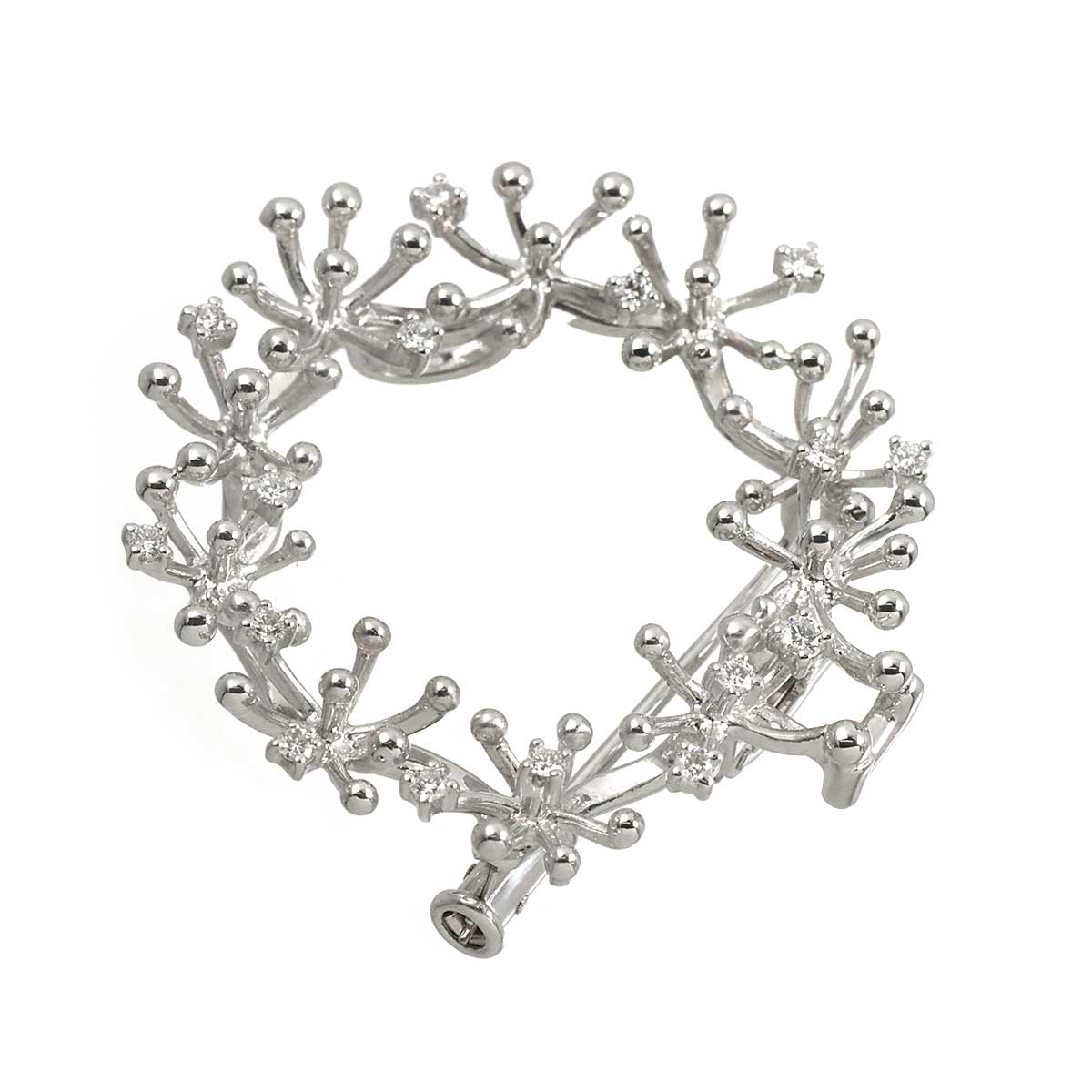 Diamond 0.17ct Brooch 18K White Gold 750