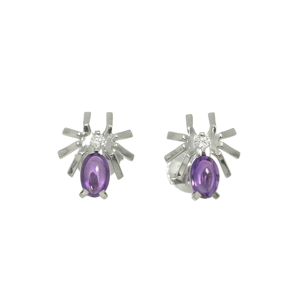 Attrape moi Amethyst Diamond Earrings Pierced 18K WG 750