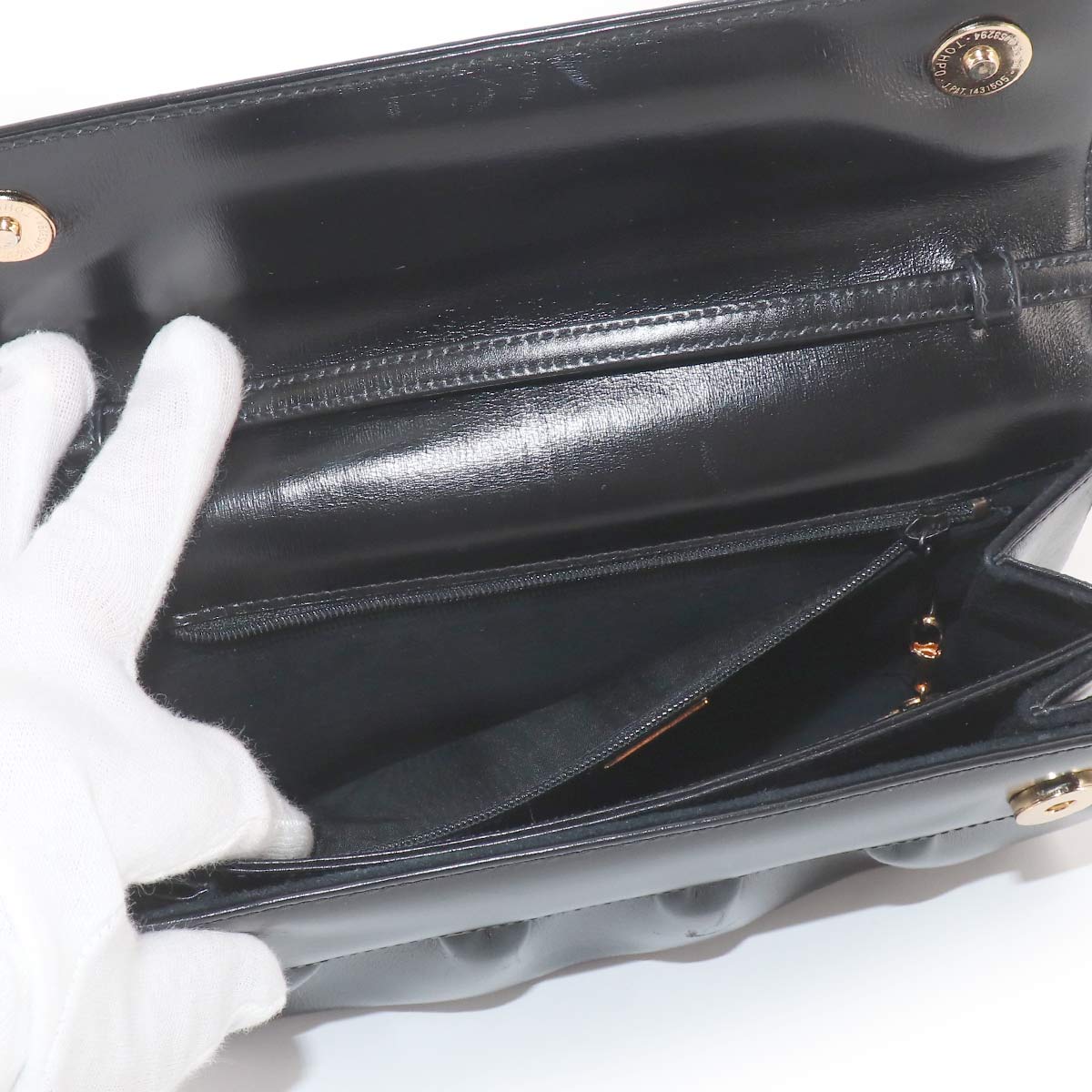 Double G Shoulder Bag Leather Black Vintage
