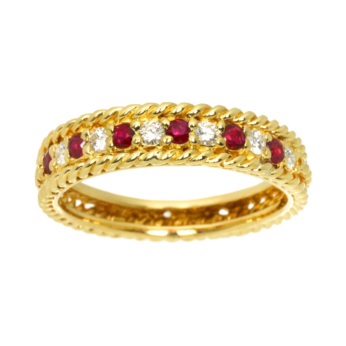 Ruby Diamond Ring 18K YG 750 size8.75(US)
