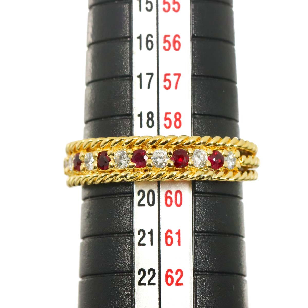 Ruby Diamond Ring 18K YG 750 size8.75(US)