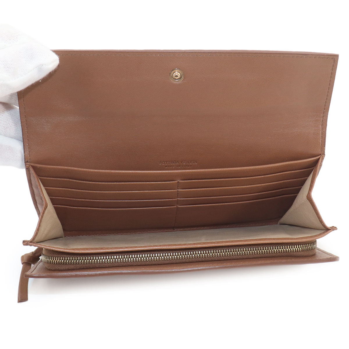Intrecciato Long Wallet Leather Brown 120703