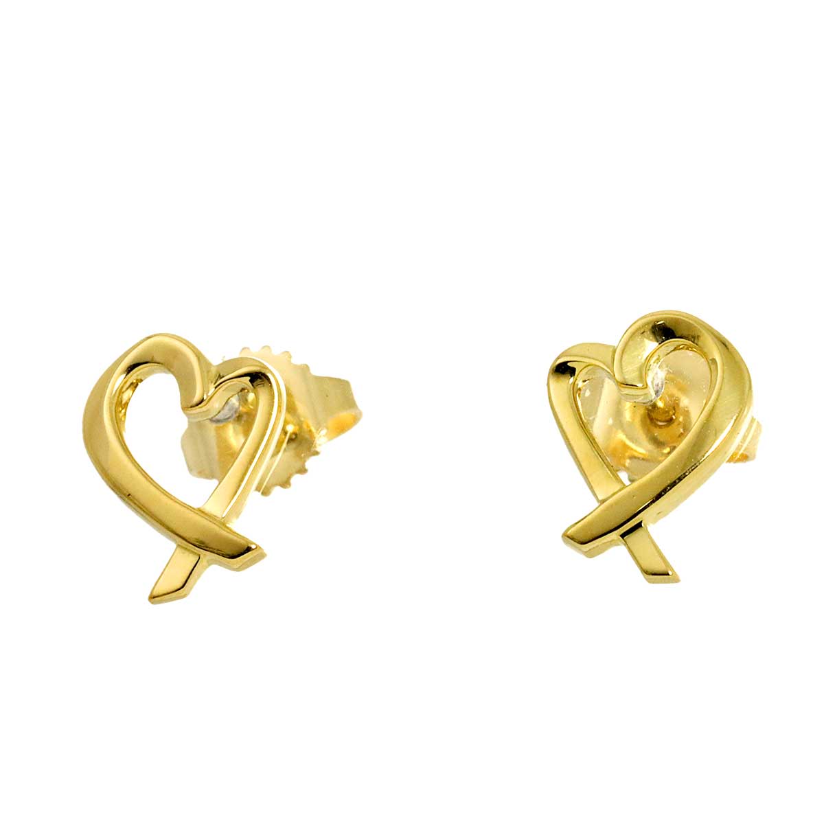 Loving Heart Earrings Pierced 18K Yellow Gold 750
