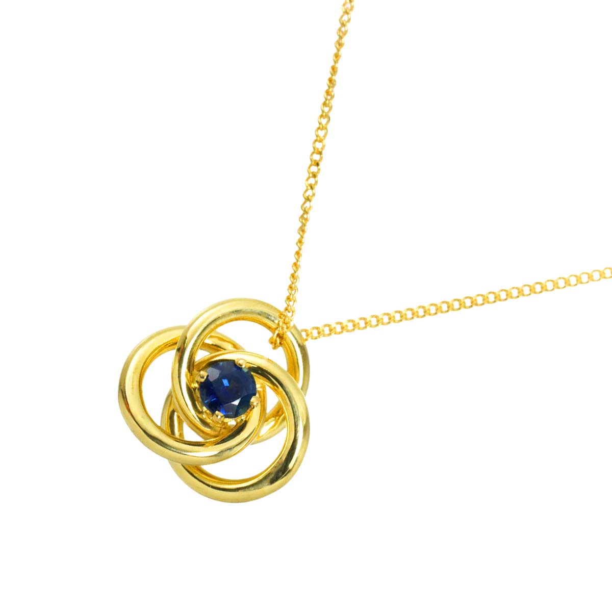 Triple Circle Sapphire Necklace 18K Yellow Gold 750
