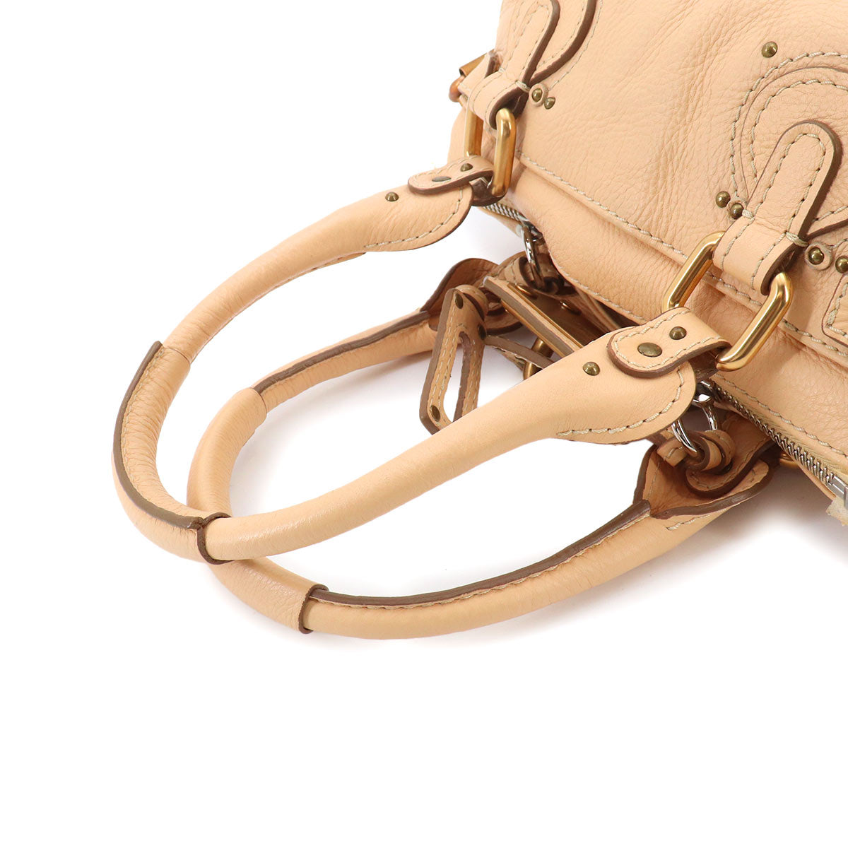 Mini Paddington Hand Bag Leather Beige Purse