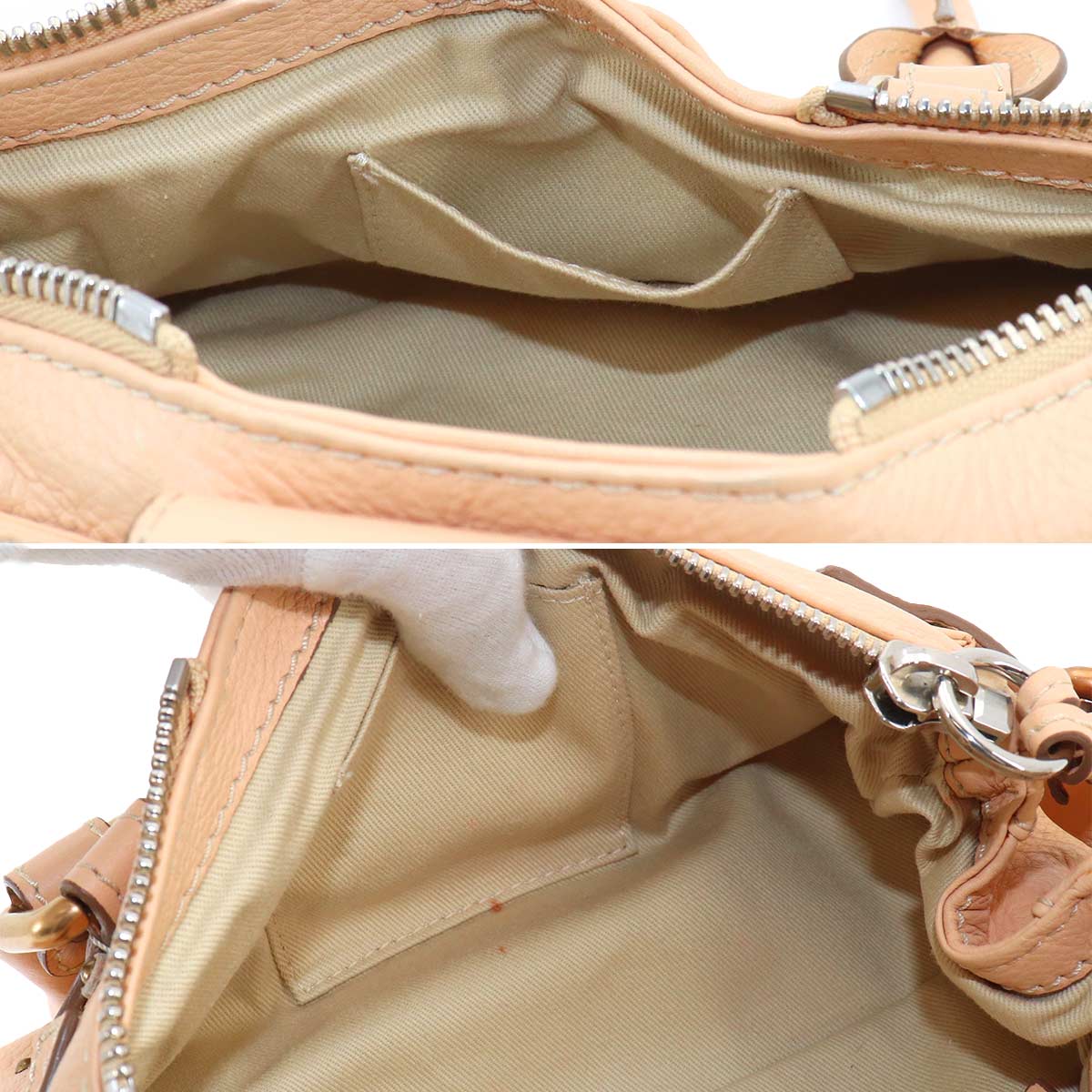 Mini Paddington Hand Bag Leather Beige Purse