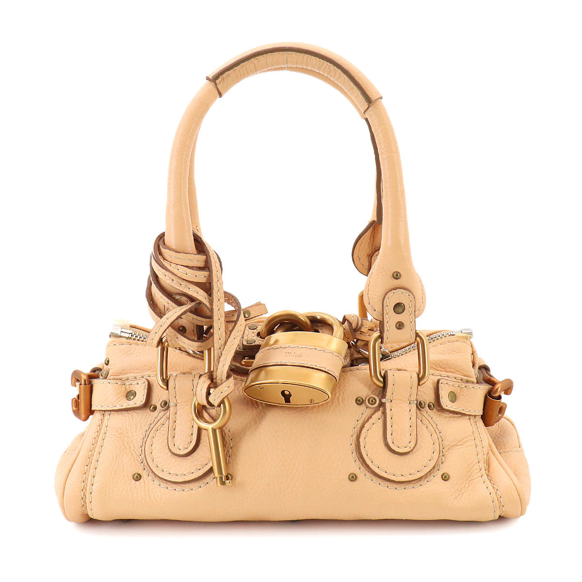 Mini Paddington Hand Bag Leather Beige Purse