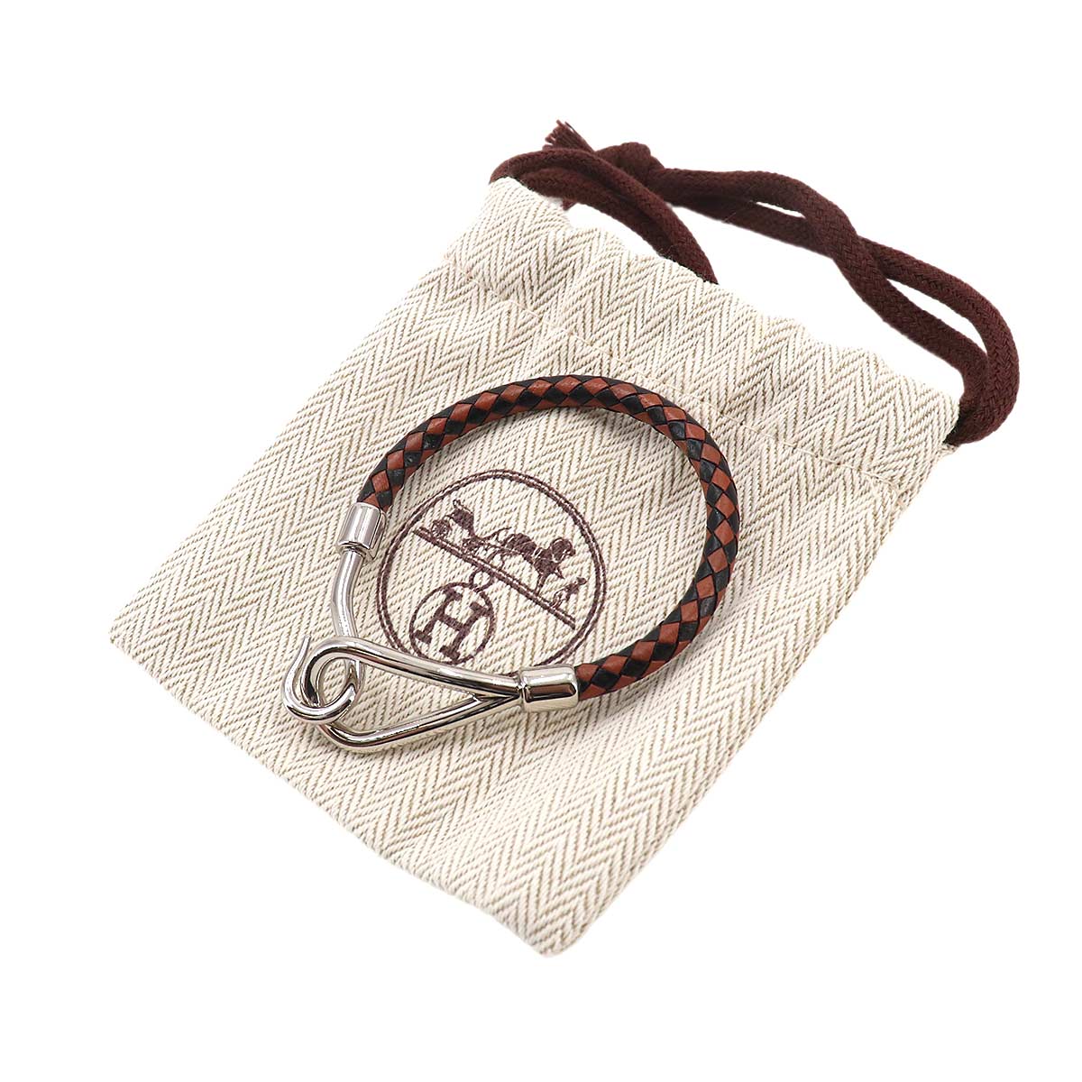 Jumbo H Bracelet Leather Brown Black Silver Accessory
