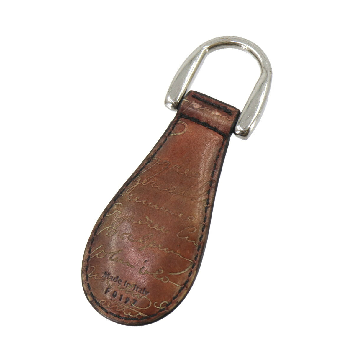 Calligraphy Shoehorn Key Chain Venezia Leather Brown