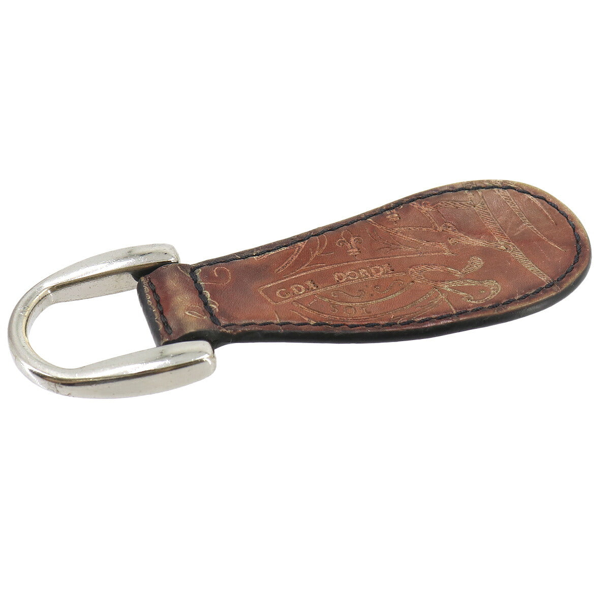 Calligraphy Shoehorn Key Chain Venezia Leather Brown