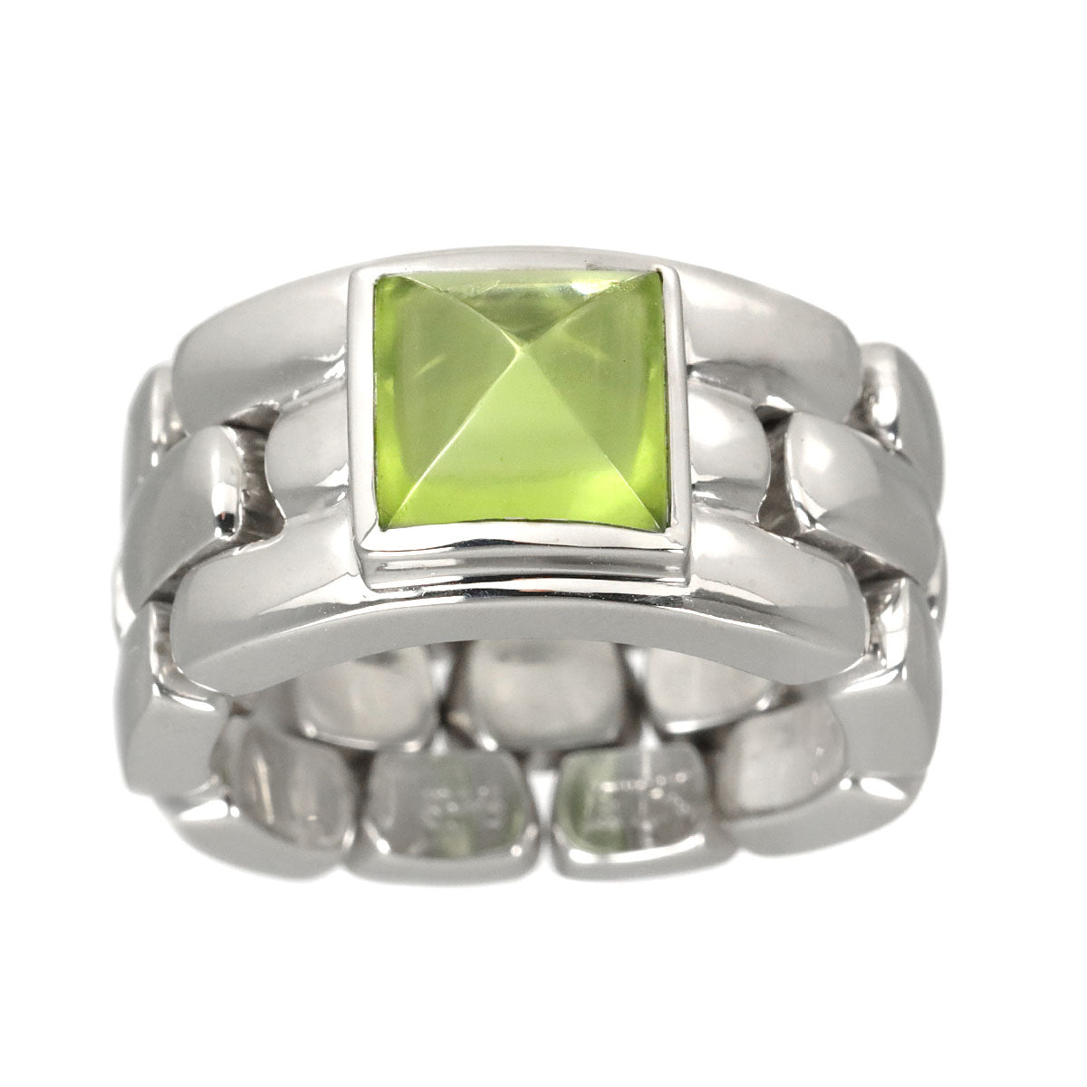 Kysis Pyramid Peridot Ring 18K White Gold 750 size5.75-6(US)