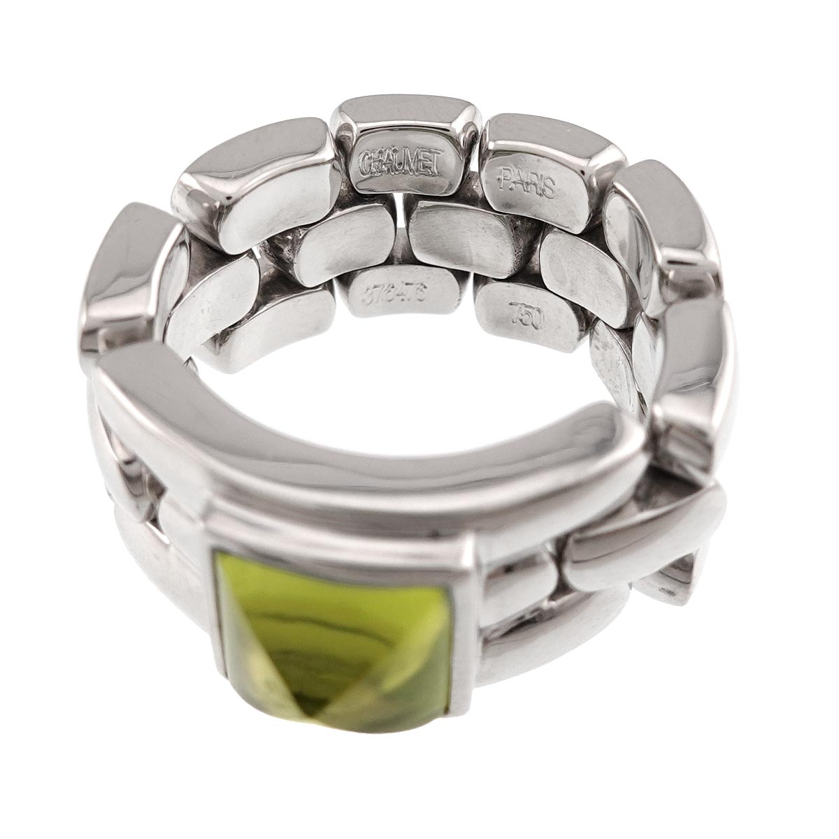 Kysis Pyramid Peridot Ring 18K White Gold 750 size5.75-6(US)