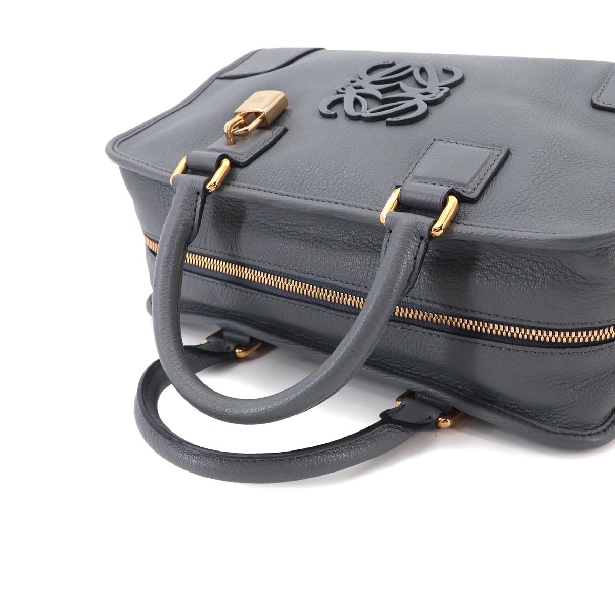 Amazona 28 Hand Bag Leather Gray Anagram Purse