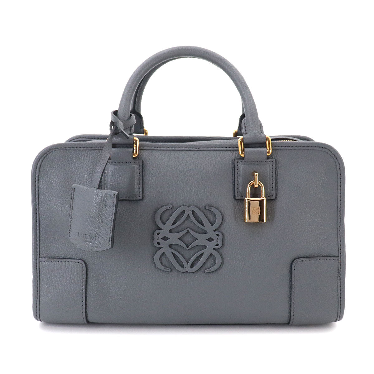 Amazona 28 Hand Bag Leather Gray Anagram Purse