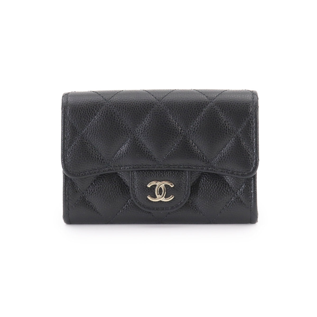 Matelasse Card Coin Purse Leather Black
