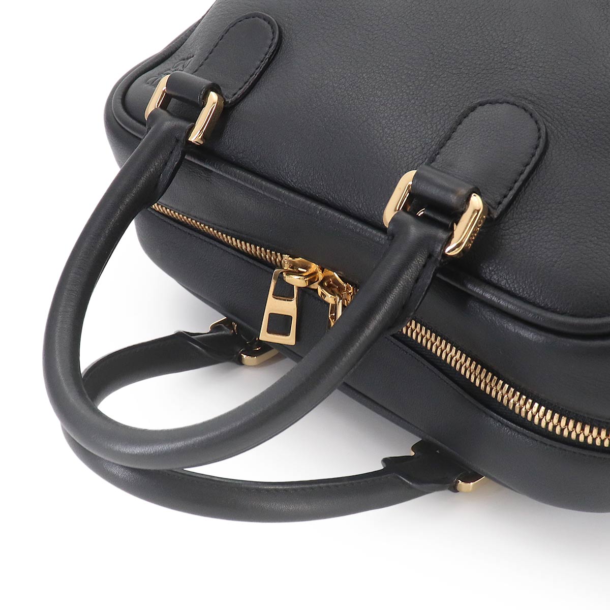 Amazona 75 Medium 2way Hand Shoulder Bag Leather Black Purse