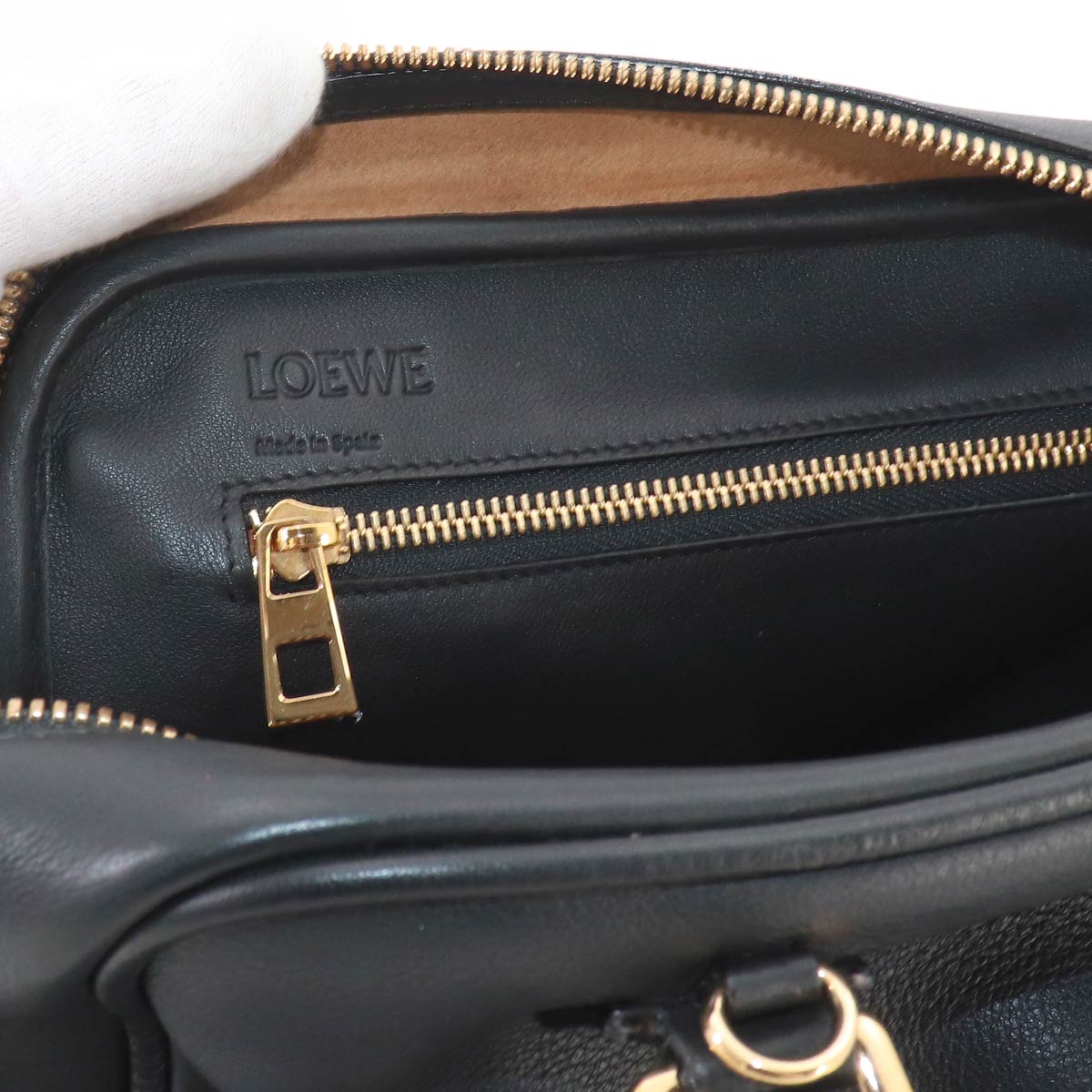 Amazona 75 Medium 2way Hand Shoulder Bag Leather Black Purse