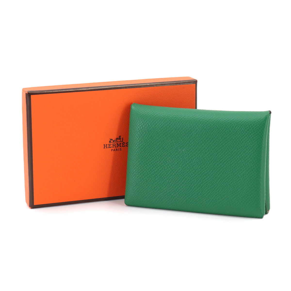 Calvi Duo Verso Card Case Epsom Vert Vertigo Jaune Milton