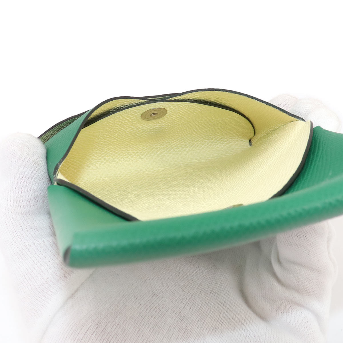 Calvi Duo Verso Card Case Epsom Vert Vertigo Jaune Milton
