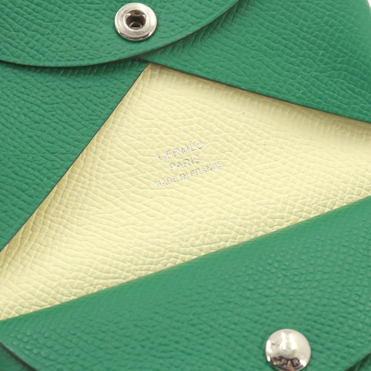 Calvi Duo Verso Card Case Epsom Vert Vertigo Jaune Milton