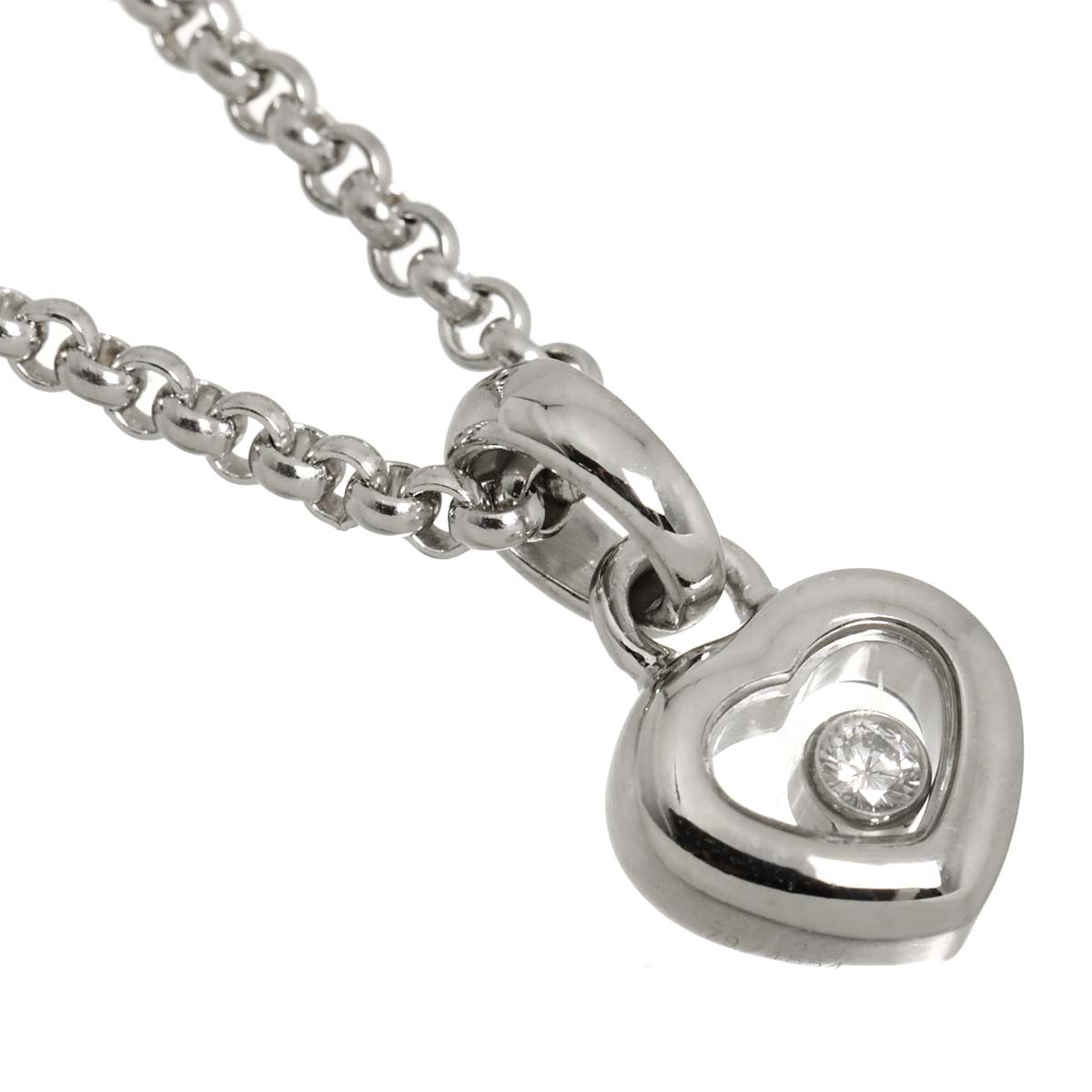 Happy Diamond Heart Necklace 18K White Gold 750