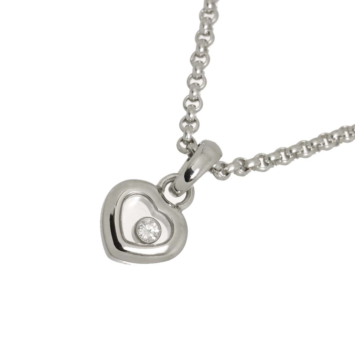 Happy Diamond Heart Necklace 18K White Gold 750