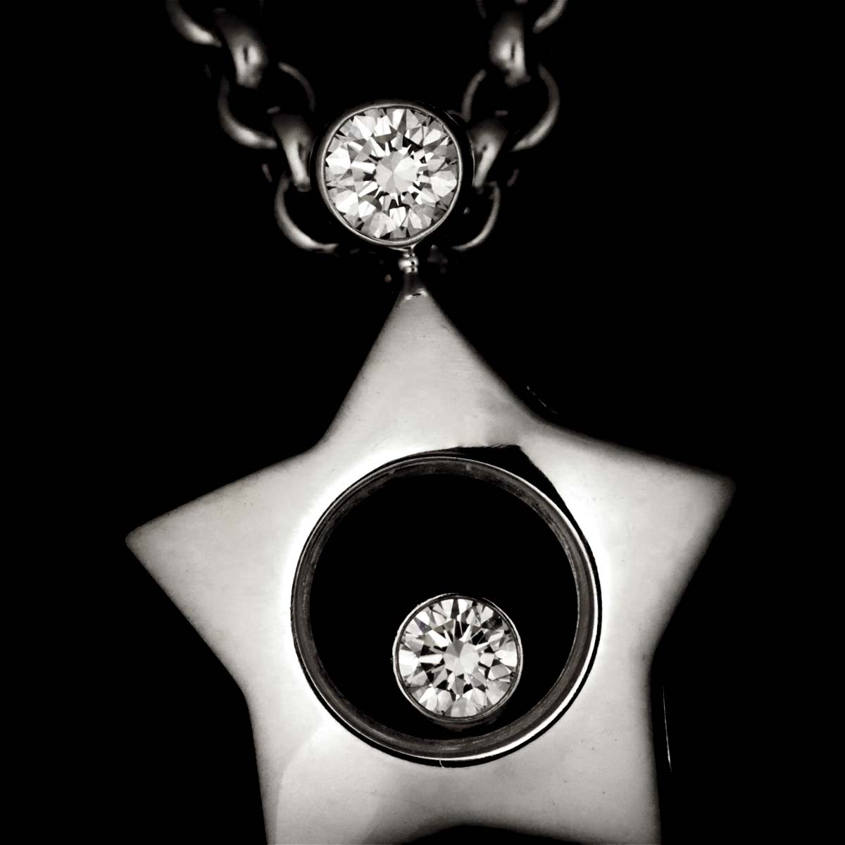 Happy Diamond Star Necklace 18K White Gold 750