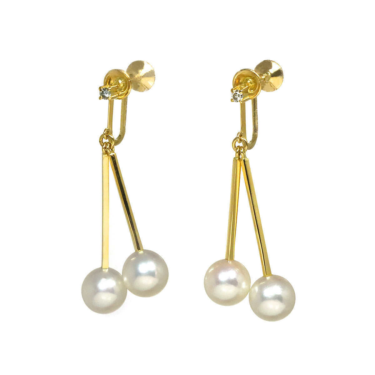 Akoya Pearl 7.1mm Earrings 18K YG 750