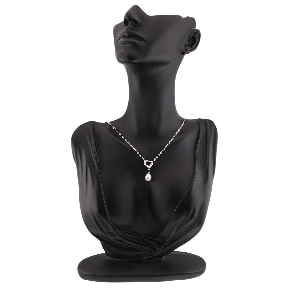Open Heart Lariat Freshwater cultured pearl Necklace SV 925