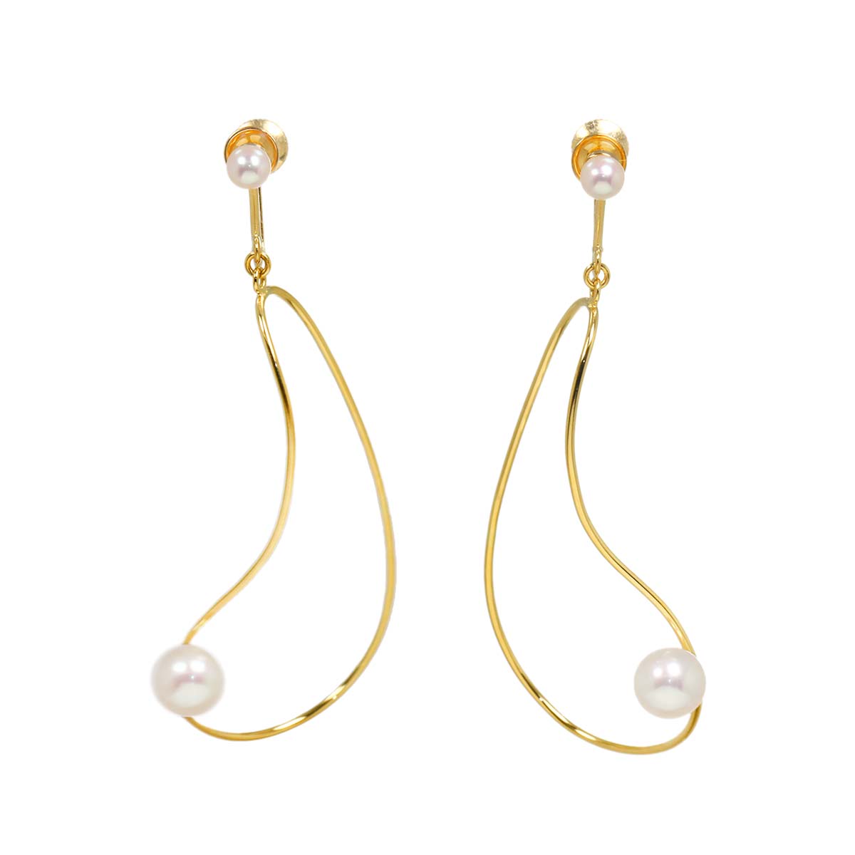 Akoya Pearl 6.2-3.7mm Earrings 18K Yellow Gold 750