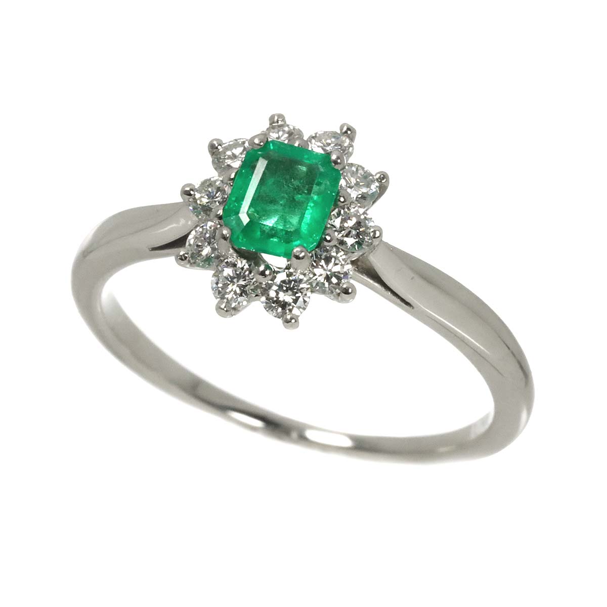 Emerald Diamond 0.37ct Ring Platinum Size6.75-7.25(US)