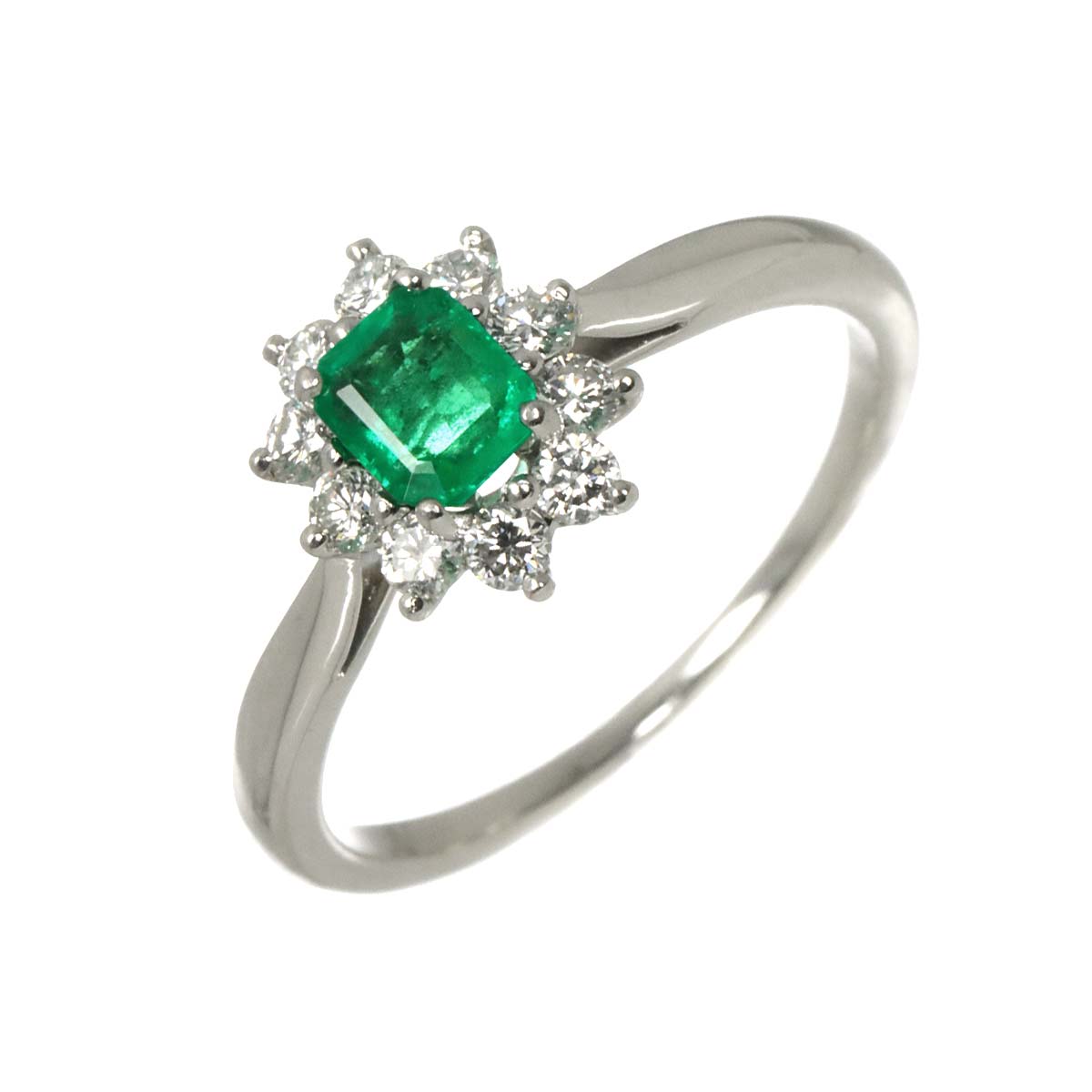 Emerald Diamond 0.37ct Ring Platinum Size6.75-7.25(US)