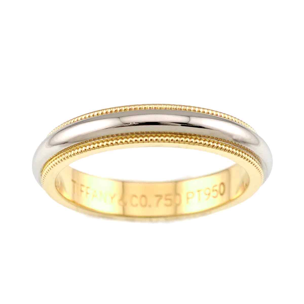 Milgrain Band Ring 18K 750 YG Pt Platinum Size5.5-5.75(US)