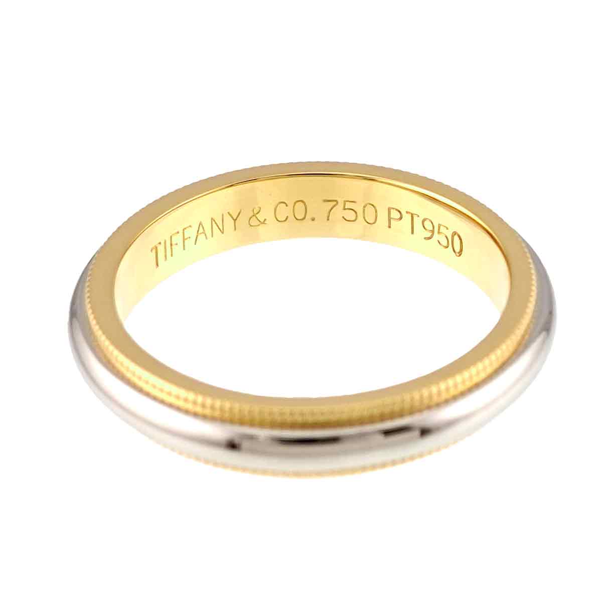 Milgrain Band Ring 18K 750 YG Pt Platinum Size5.5-5.75(US)