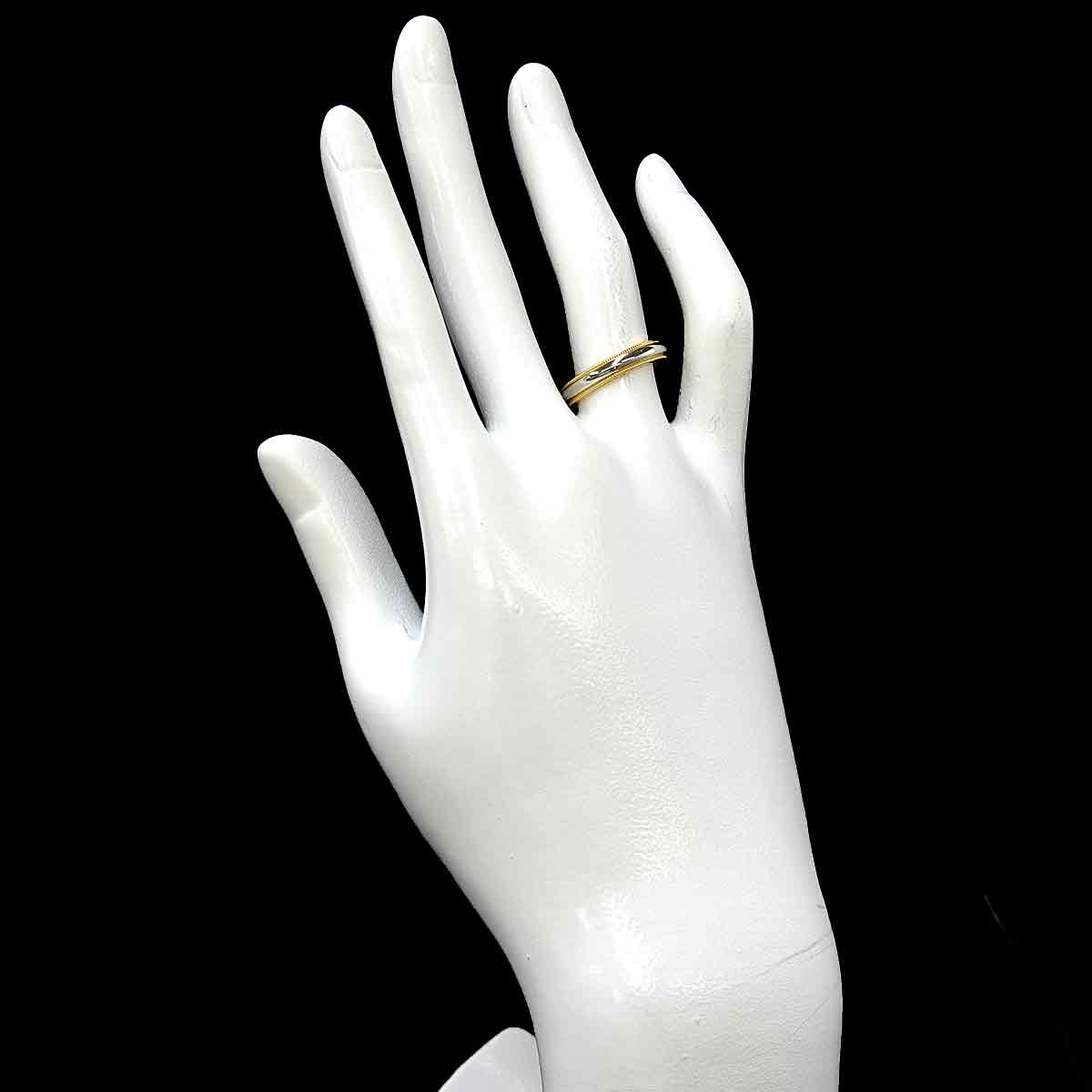 Milgrain Band Ring 18K 750 YG Pt Platinum Size5.5-5.75(US)