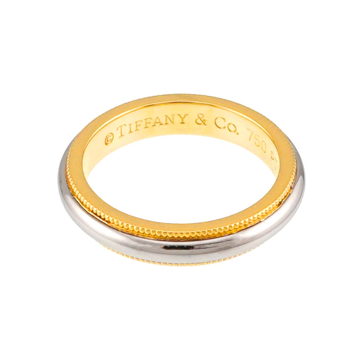 Milgrain Band Ring 18K 750 YG Platinum Size4(US)