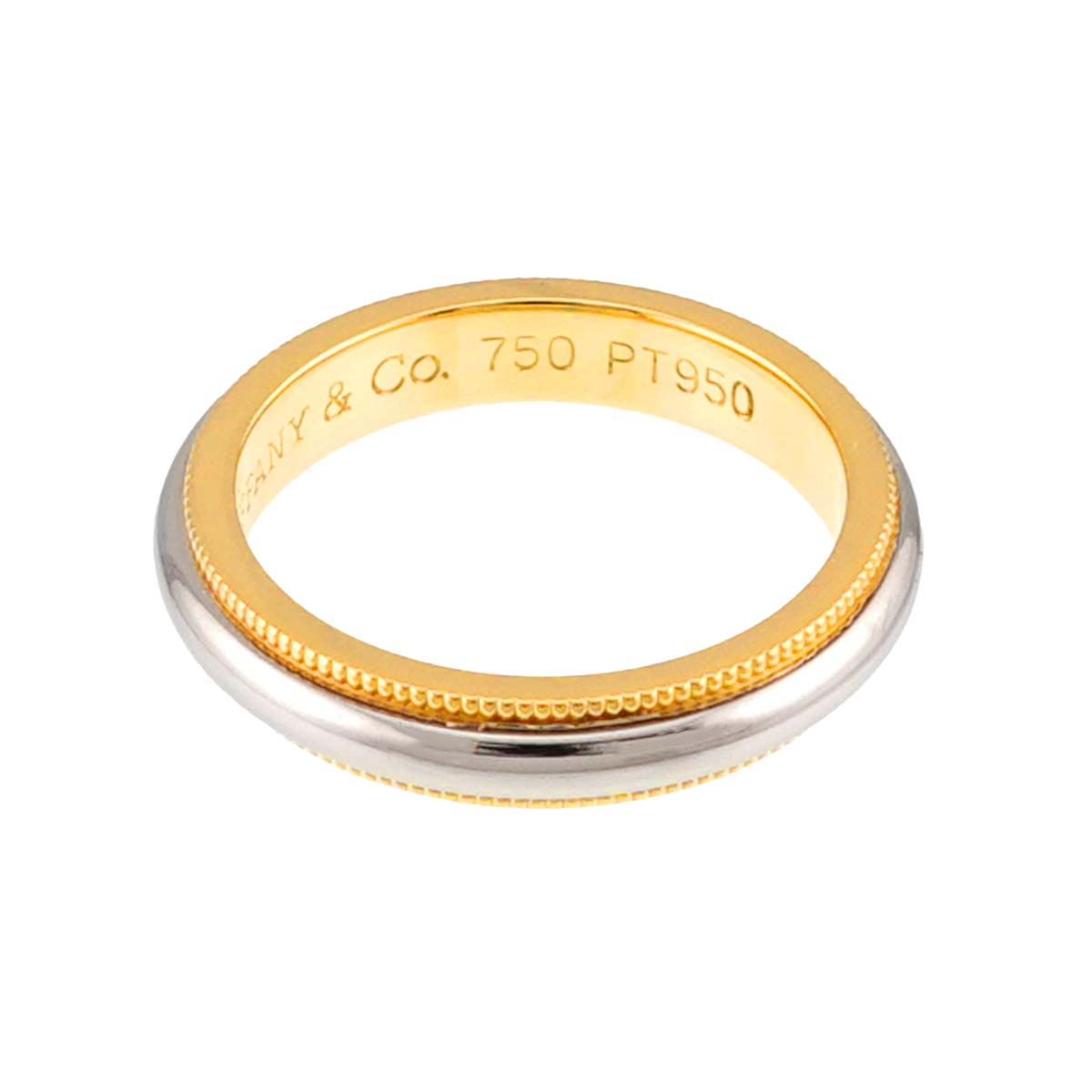 Milgrain Band Ring 18K 750 YG Platinum Size4(US)