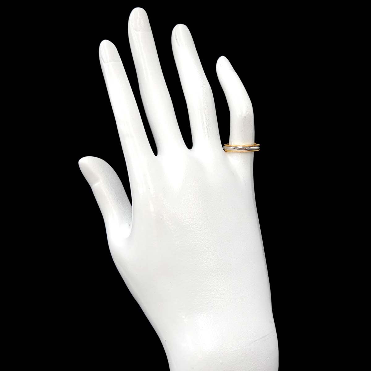 Milgrain Band Ring 18K 750 YG Platinum Size4(US)