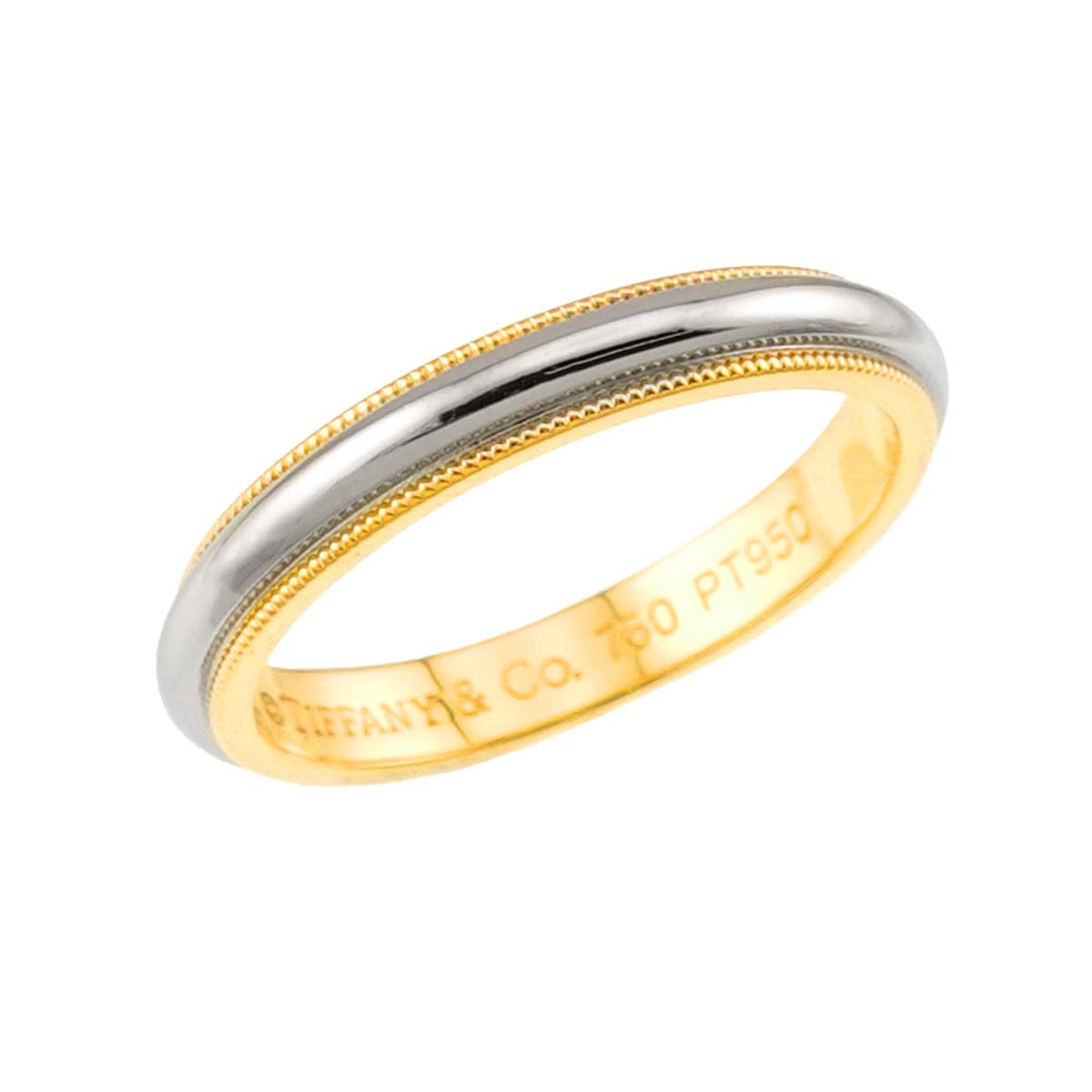 Milgrain Band Ring 18K 750 YG Platinum Size8.75(US)