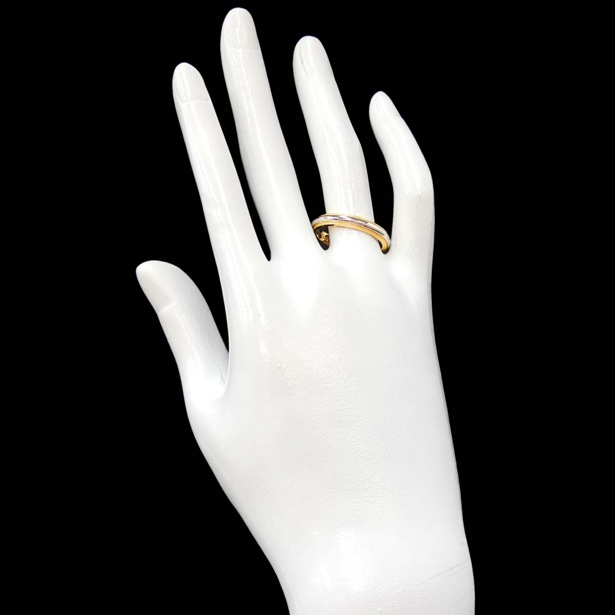 Milgrain Band Ring 18K 750 YG Platinum Size8.75(US)