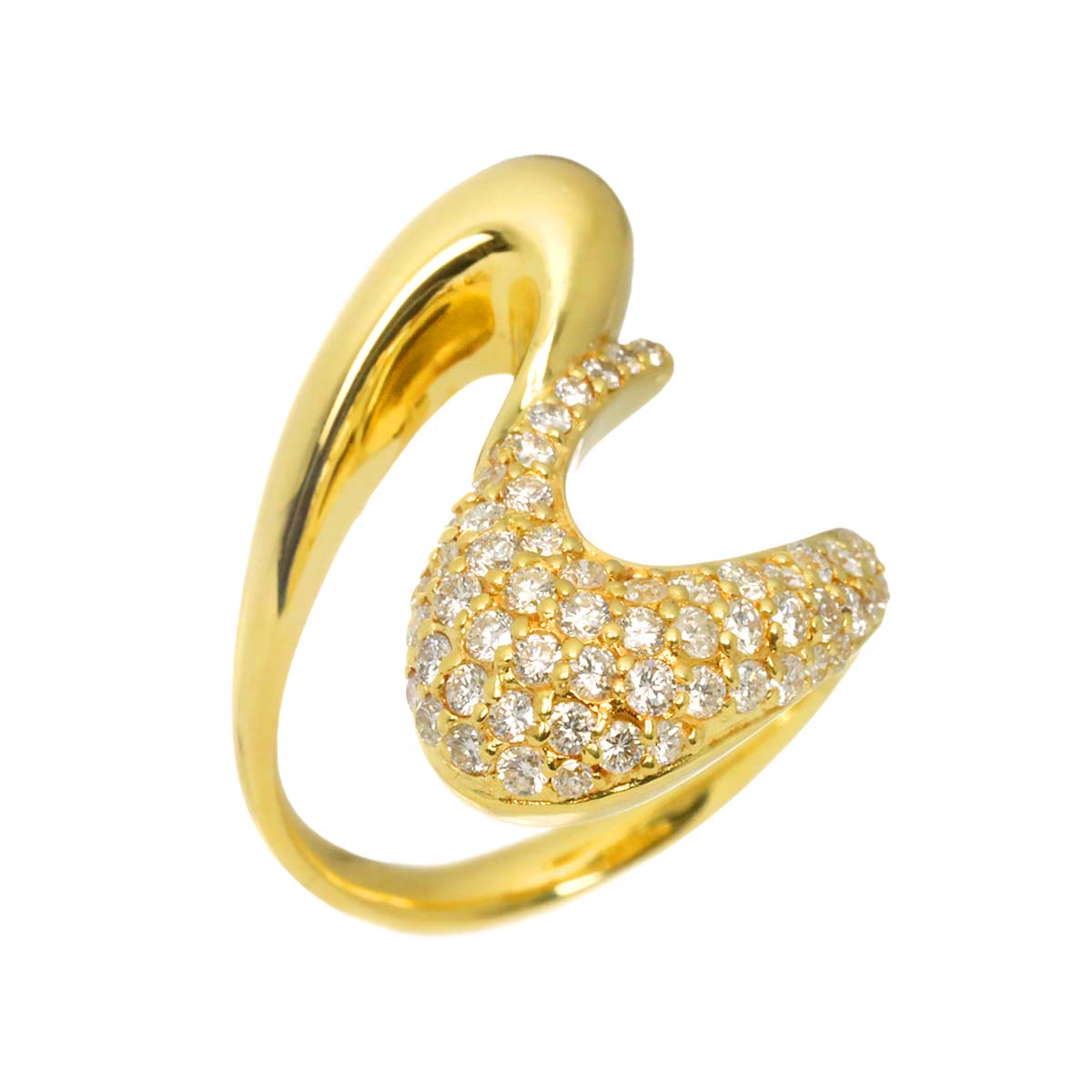 Diamond 0.80ct Ring 18K YG Yellow Gold 750 Size5-5.25(US)