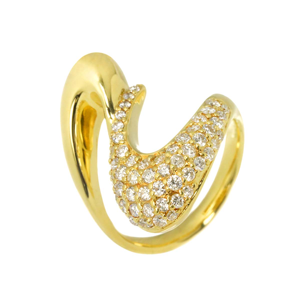 Diamond 0.80ct Ring 18K YG Yellow Gold 750 Size5-5.25(US)