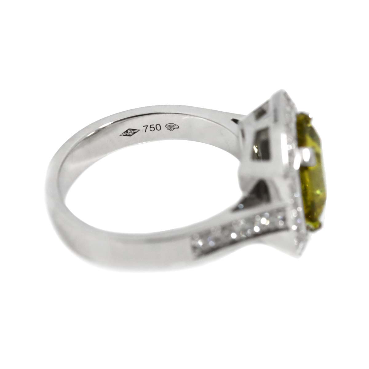 Chrysoberyl Diamond Ring 18K K18 WG size7.5-7.75(US)