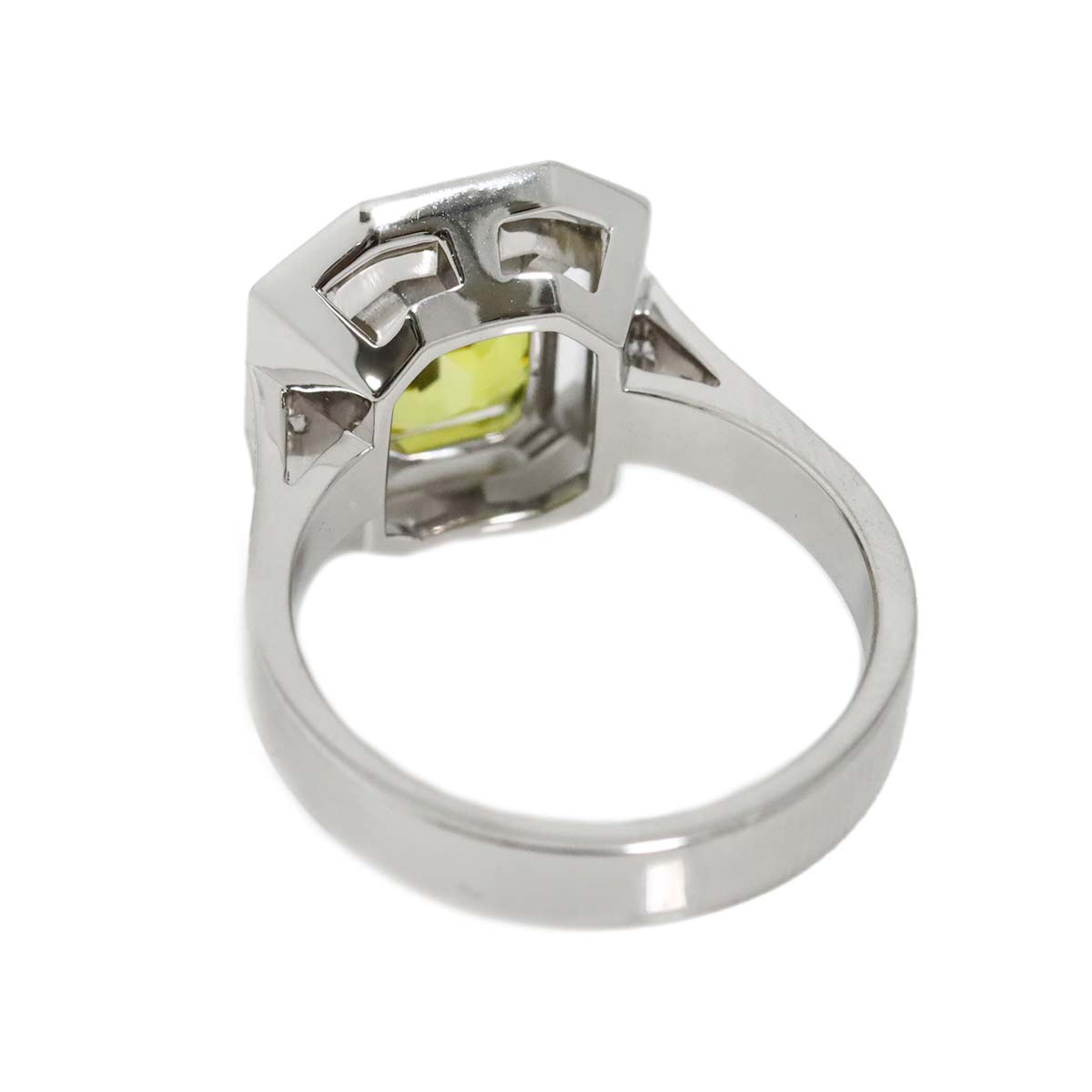 Chrysoberyl Diamond Ring 18K K18 WG size7.5-7.75(US)