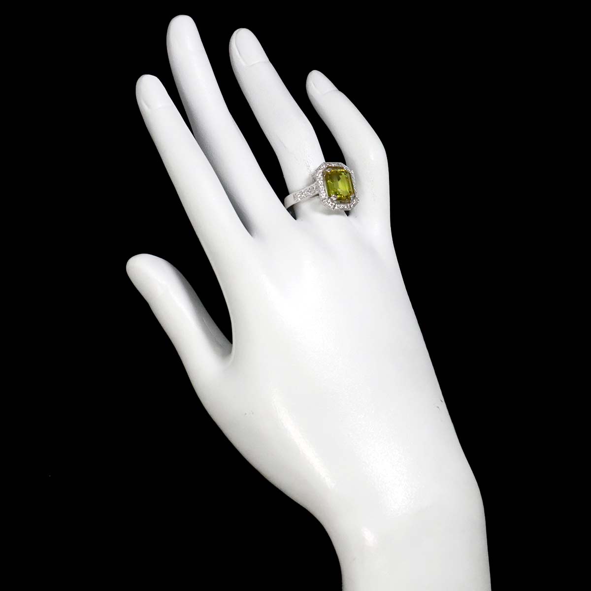 Chrysoberyl Diamond Ring 18K K18 WG size7.5-7.75(US)