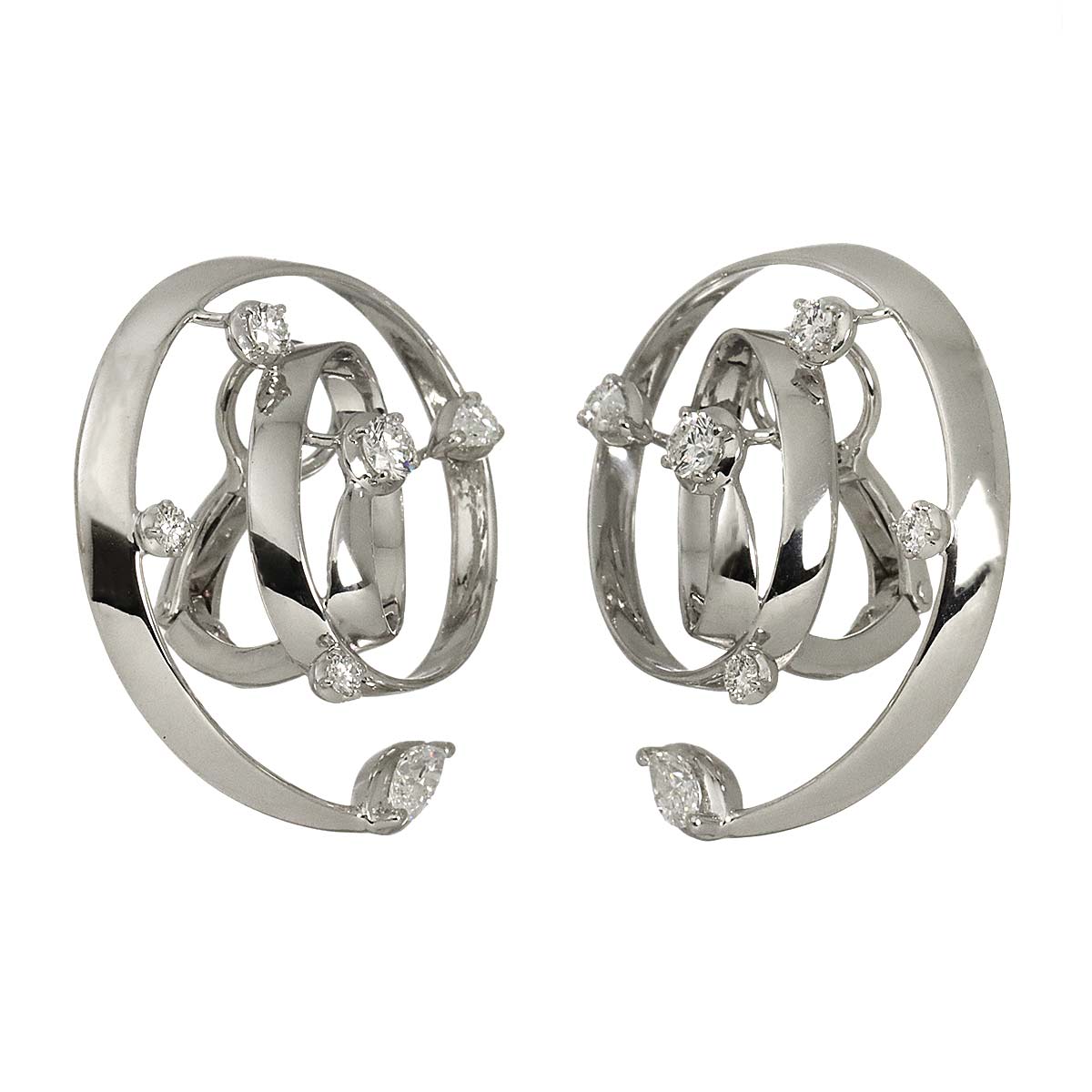 Diamond 0.53ct/0.48ct Earrings Clip on 18K White Gold 750