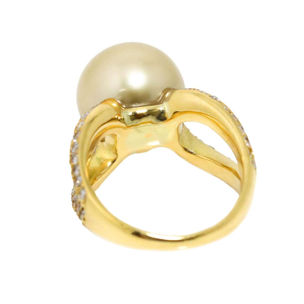 South Sea pearl 13.0mm Diamond 1.06ct Ring 18K K18 YG 750 6.75(US)