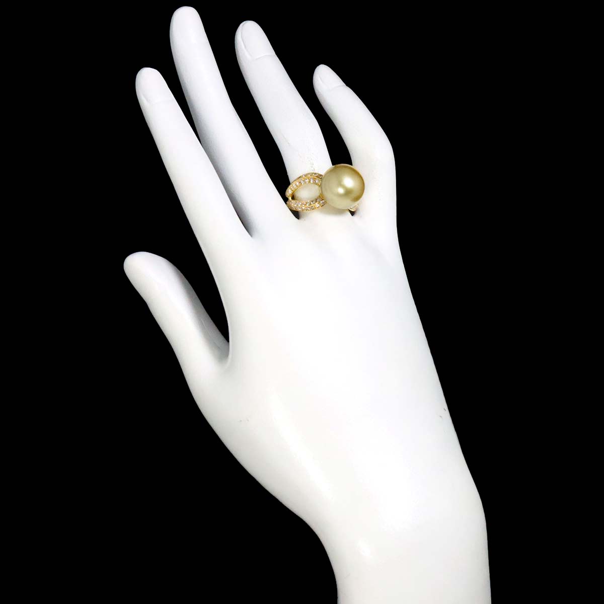 South Sea pearl 13.0mm Diamond 1.06ct Ring 18K K18 YG 750 6.75(US)