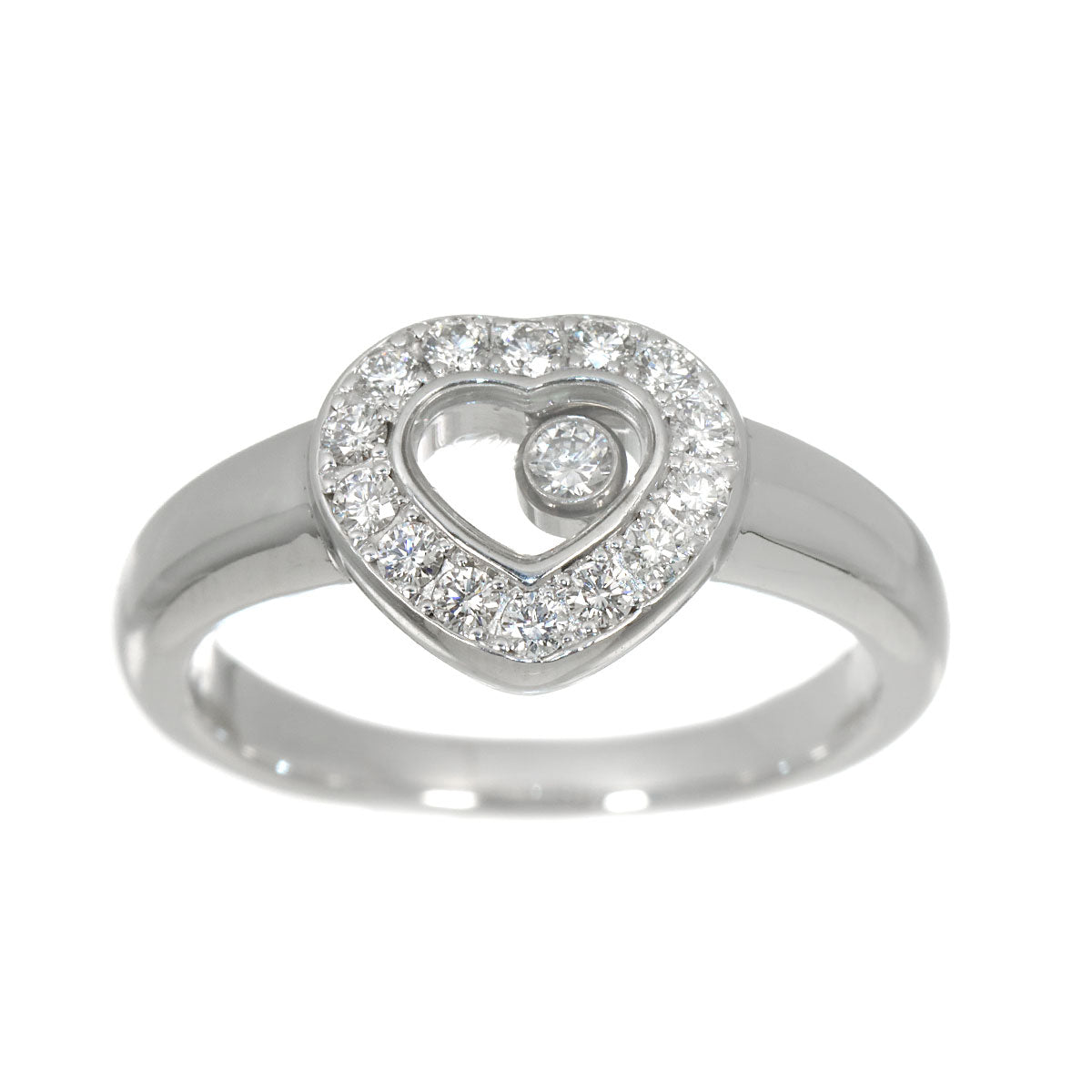 Happy Diamond Heart Ring 18K White Gold 750 Size5.5-5.75(US)