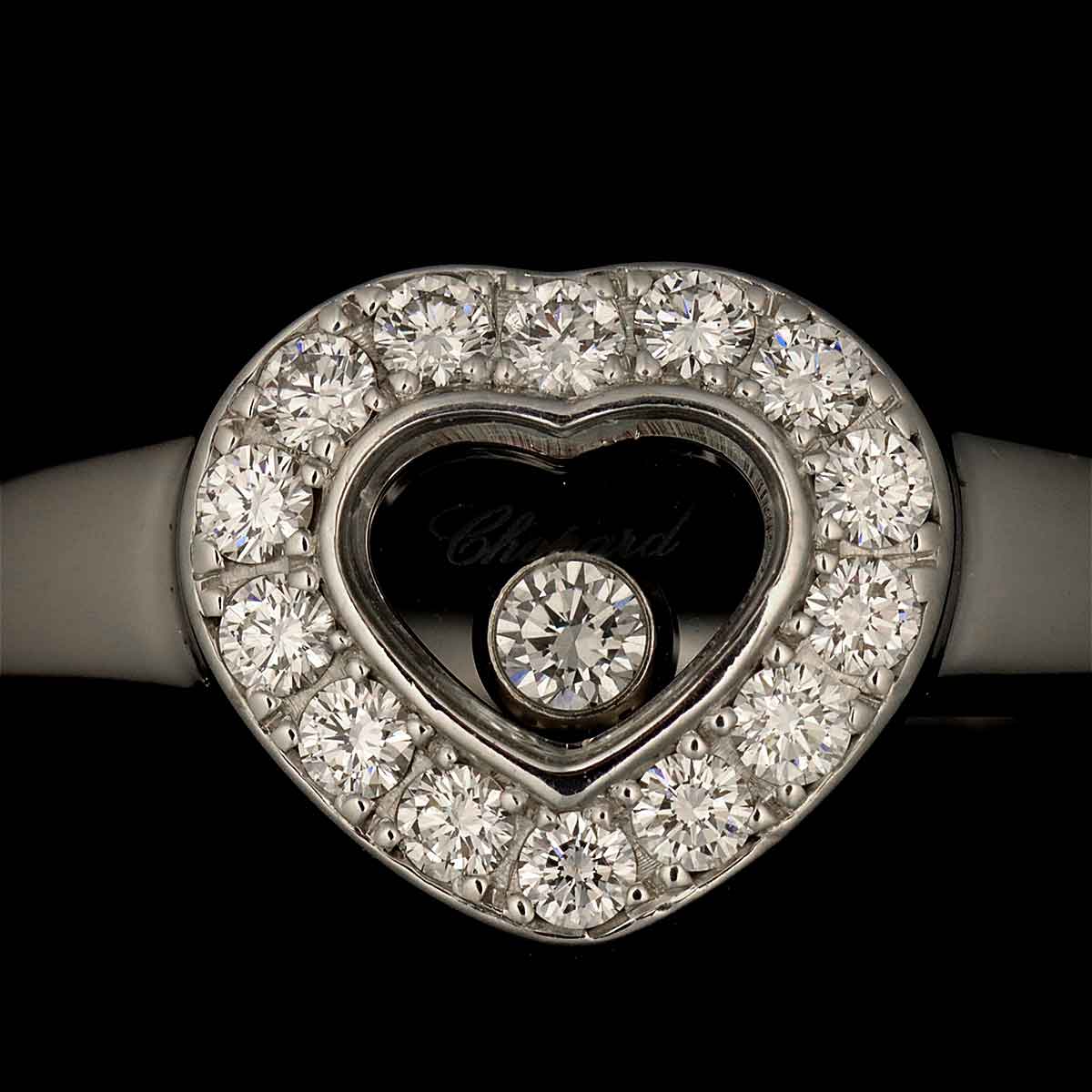 Happy Diamond Heart Ring 18K White Gold 750 Size5.5-5.75(US)